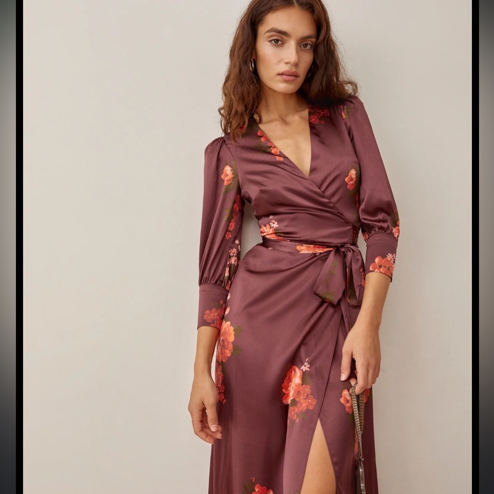 Reformation Merrick Silk Dress medium